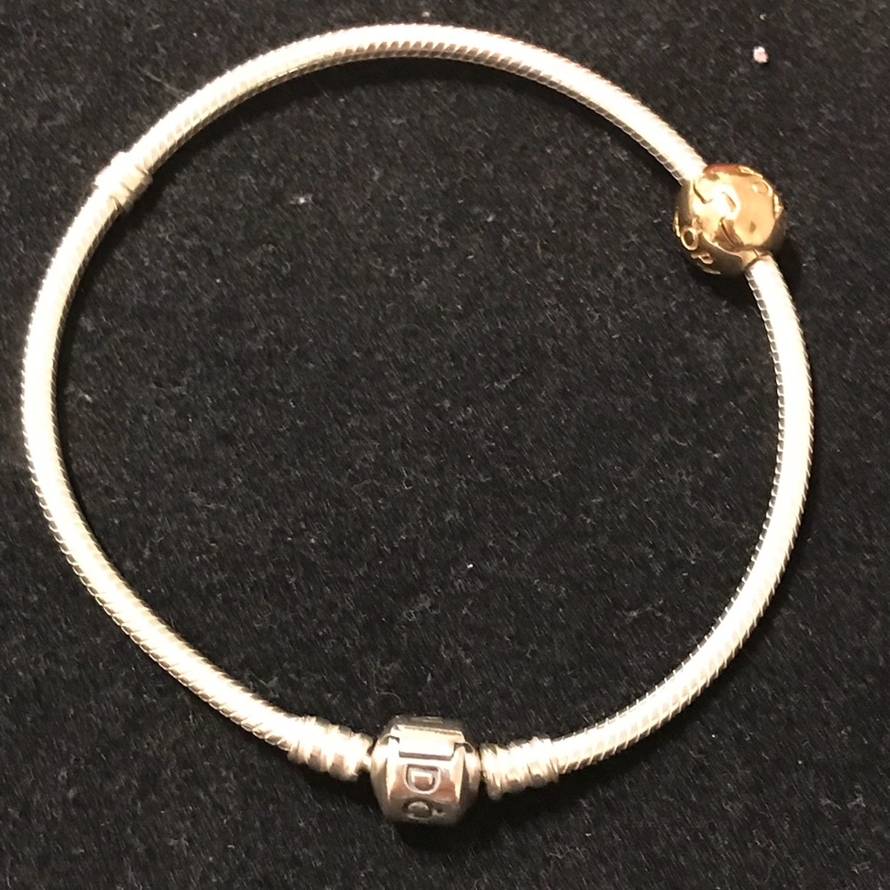 14k Pandora clip and 7.5 sterling silver bracelet